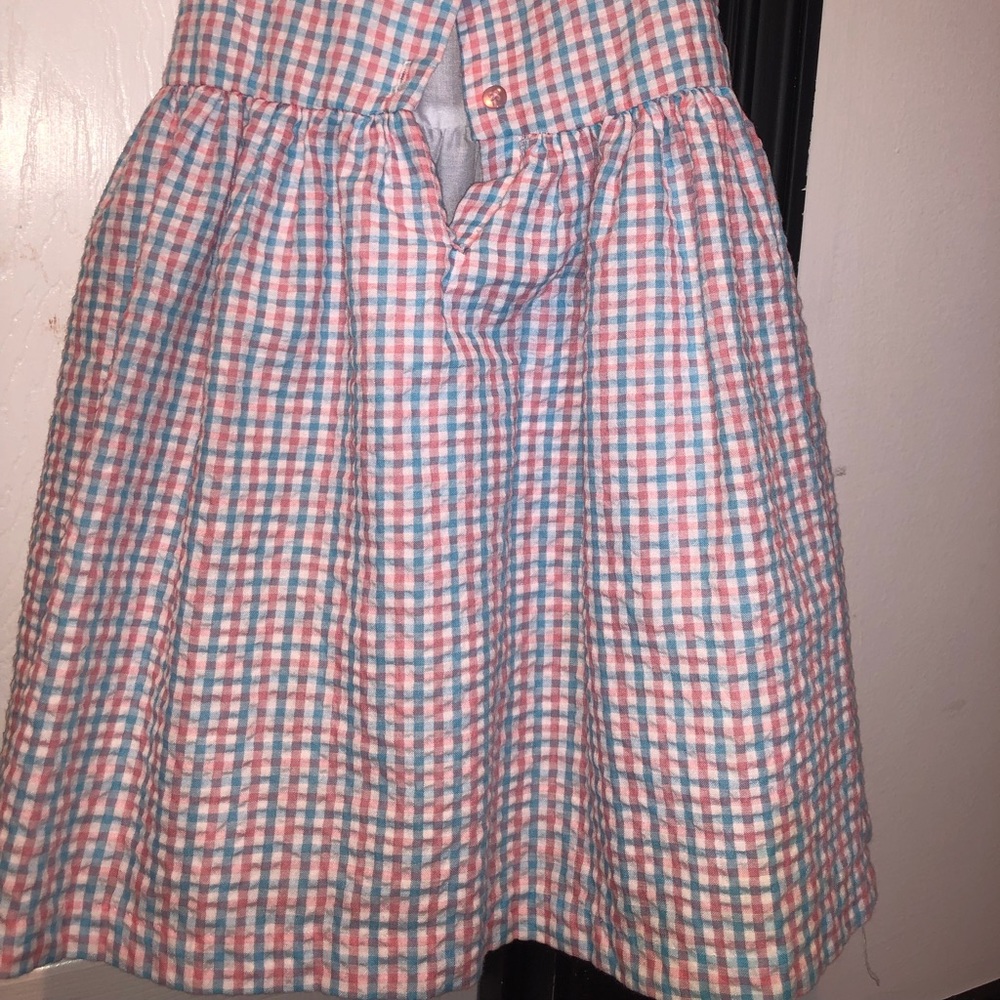 Seersucker mixed color summer print dress